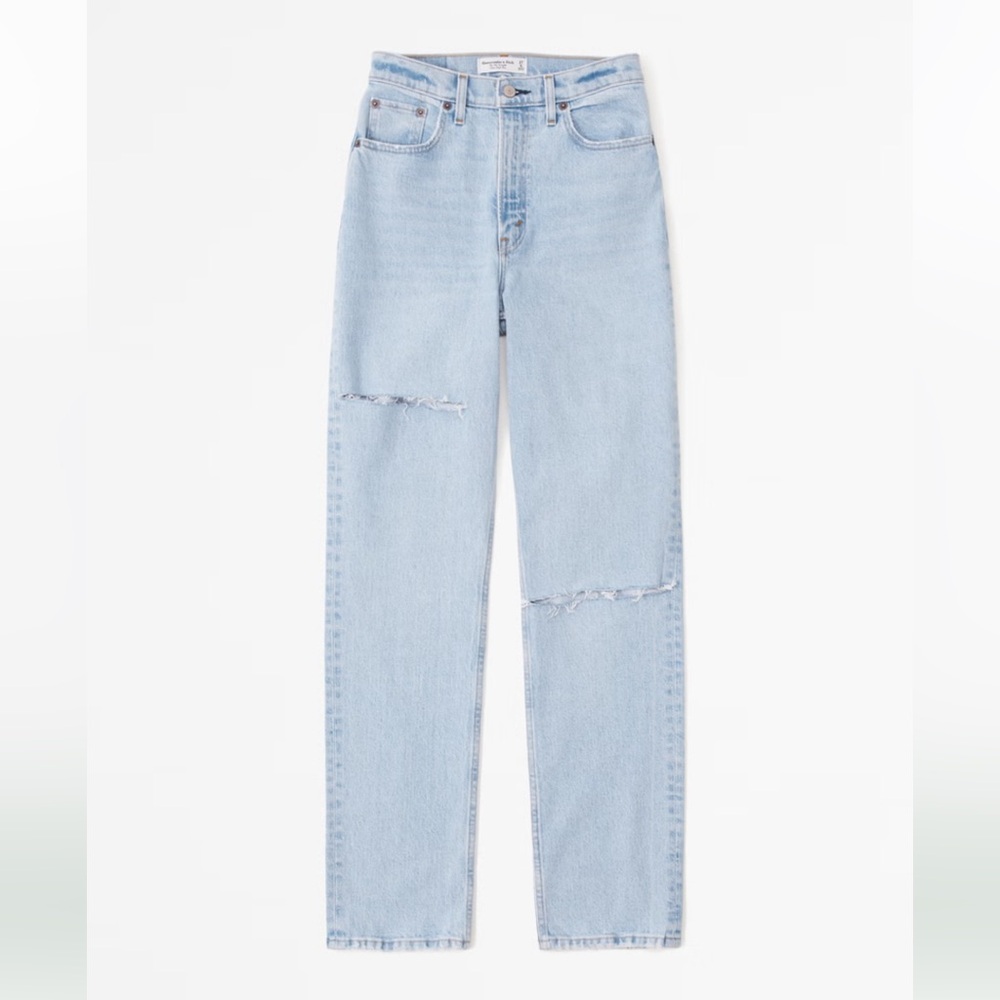 🆕 Abercrombie Ultra High Rise 90s Straight Jean Size 35 Regular Length - BNWT